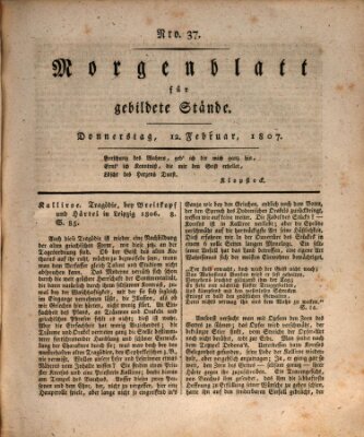 Morgenblatt für gebildete Stände Donnerstag 12. Februar 1807