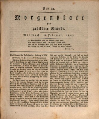 Morgenblatt für gebildete Stände Mittwoch 18. Februar 1807