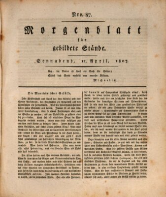 Morgenblatt für gebildete Stände Samstag 11. April 1807