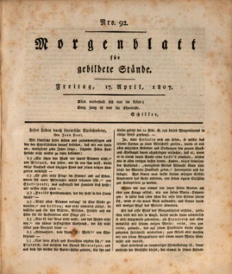 Morgenblatt für gebildete Stände Freitag 17. April 1807