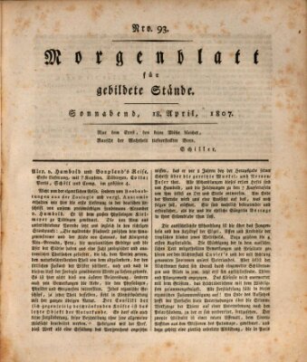 Morgenblatt für gebildete Stände Samstag 18. April 1807