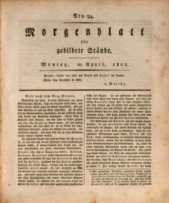 Morgenblatt für gebildete Stände Montag 20. April 1807