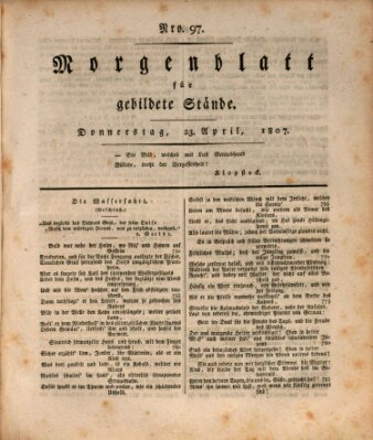 Morgenblatt für gebildete Stände Donnerstag 23. April 1807