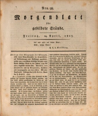 Morgenblatt für gebildete Stände Freitag 24. April 1807