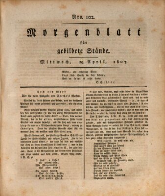 Morgenblatt für gebildete Stände Mittwoch 29. April 1807