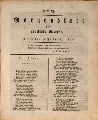 Morgenblatt für gebildete Stände Freitag 5. Juni 1807