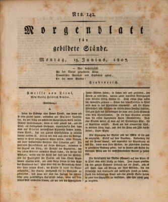 Morgenblatt für gebildete Stände Montag 15. Juni 1807