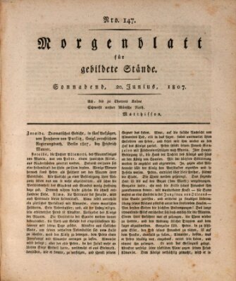 Morgenblatt für gebildete Stände Samstag 20. Juni 1807