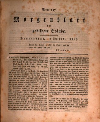 Morgenblatt für gebildete Stände Donnerstag 2. Juli 1807