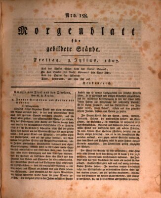 Morgenblatt für gebildete Stände Freitag 3. Juli 1807