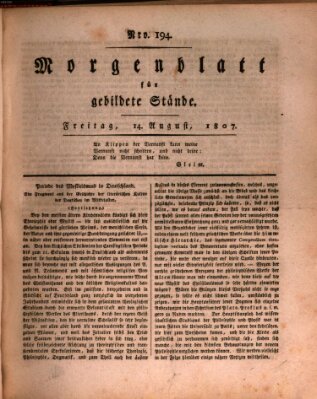 Morgenblatt für gebildete Stände Freitag 14. August 1807