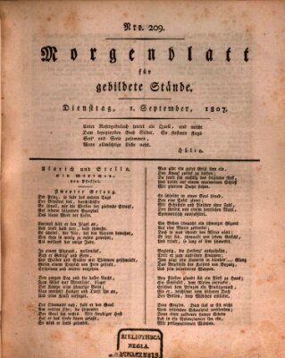 Morgenblatt für gebildete Stände Dienstag 1. September 1807