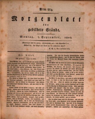 Morgenblatt für gebildete Stände Montag 7. September 1807