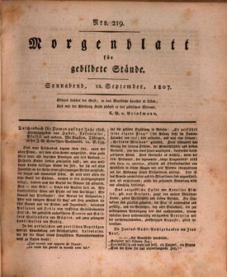 Morgenblatt für gebildete Stände Samstag 12. September 1807