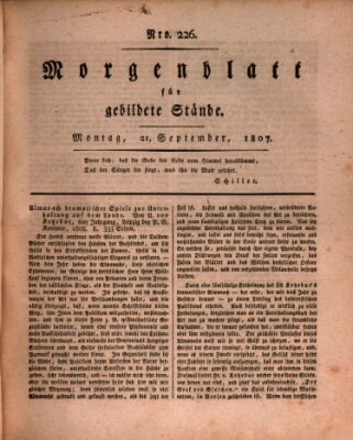 Morgenblatt für gebildete Stände Montag 21. September 1807