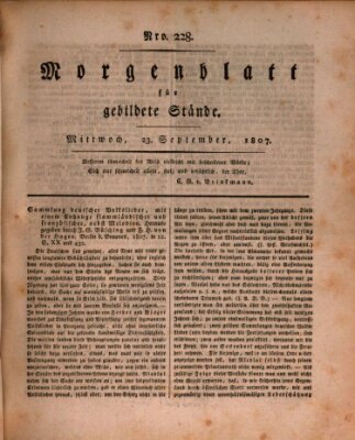 Morgenblatt für gebildete Stände Mittwoch 23. September 1807