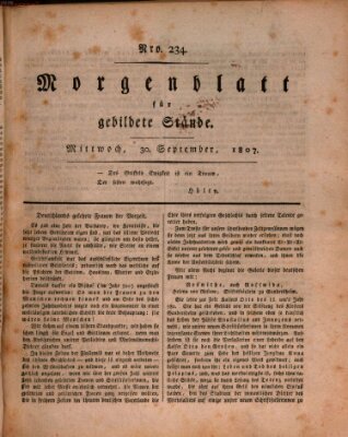 Morgenblatt für gebildete Stände Mittwoch 30. September 1807