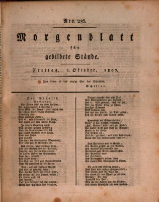 Morgenblatt für gebildete Stände Freitag 2. Oktober 1807