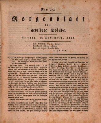 Morgenblatt für gebildete Stände Freitag 13. November 1807