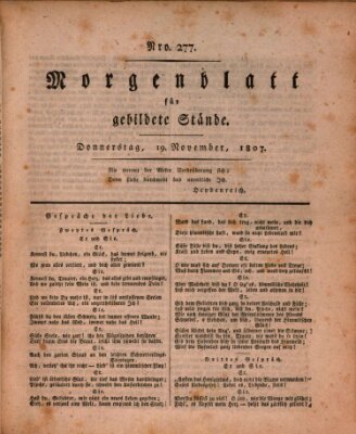 Morgenblatt für gebildete Stände Donnerstag 19. November 1807