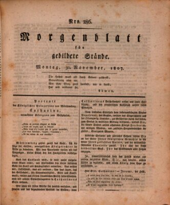 Morgenblatt für gebildete Stände Montag 30. November 1807