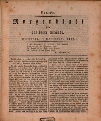 Morgenblatt für gebildete Stände Dienstag 1. Dezember 1807