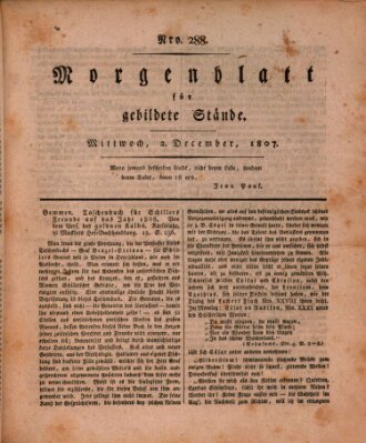 Morgenblatt für gebildete Stände Mittwoch 2. Dezember 1807