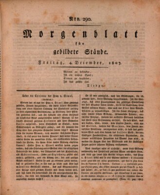 Morgenblatt für gebildete Stände Freitag 4. Dezember 1807