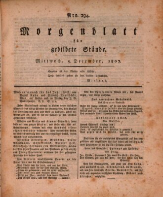 Morgenblatt für gebildete Stände Mittwoch 9. Dezember 1807