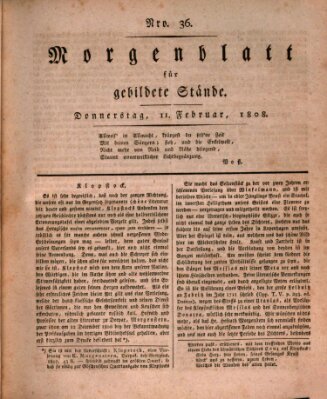 Morgenblatt für gebildete Stände Donnerstag 11. Februar 1808