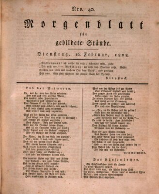 Morgenblatt für gebildete Stände Dienstag 16. Februar 1808