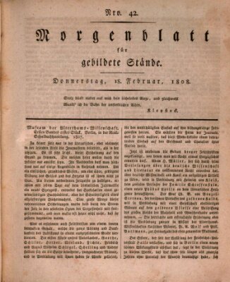 Morgenblatt für gebildete Stände Donnerstag 18. Februar 1808