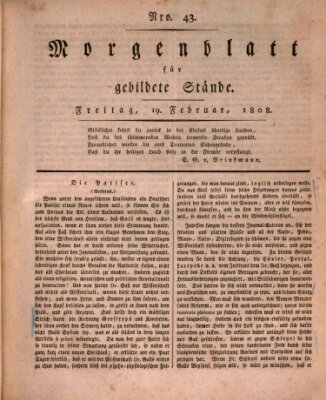 Morgenblatt für gebildete Stände Freitag 19. Februar 1808