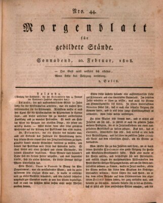 Morgenblatt für gebildete Stände Samstag 20. Februar 1808