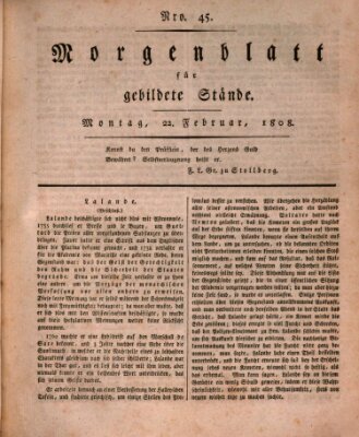 Morgenblatt für gebildete Stände Montag 22. Februar 1808