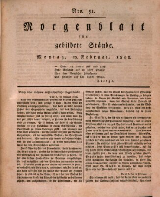 Morgenblatt für gebildete Stände Montag 29. Februar 1808