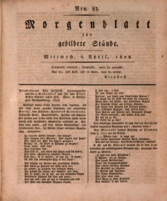 Morgenblatt für gebildete Stände Mittwoch 6. April 1808