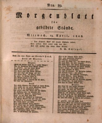 Morgenblatt für gebildete Stände Mittwoch 13. April 1808