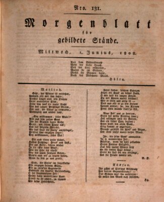 Morgenblatt für gebildete Stände Mittwoch 1. Juni 1808