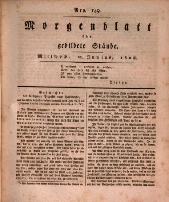 Morgenblatt für gebildete Stände Mittwoch 22. Juni 1808