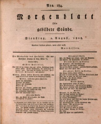 Morgenblatt für gebildete Stände Dienstag 2. August 1808