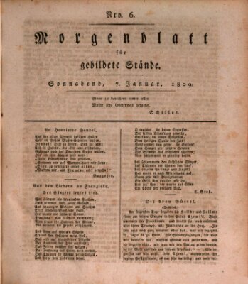 Morgenblatt für gebildete Stände Samstag 7. Januar 1809