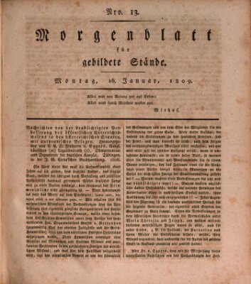 Morgenblatt für gebildete Stände Montag 16. Januar 1809