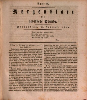 Morgenblatt für gebildete Stände Donnerstag 19. Januar 1809