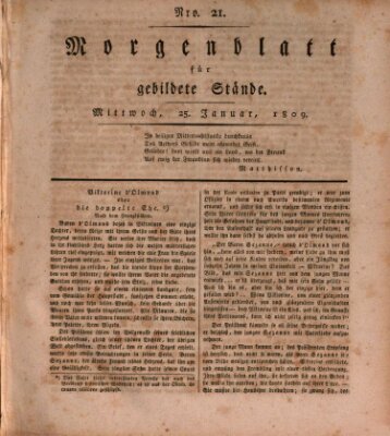 Morgenblatt für gebildete Stände Mittwoch 25. Januar 1809