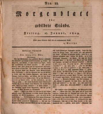 Morgenblatt für gebildete Stände Freitag 27. Januar 1809