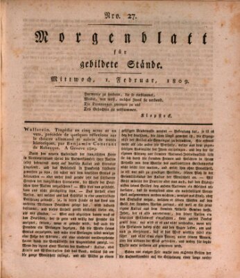 Morgenblatt für gebildete Stände Mittwoch 1. Februar 1809