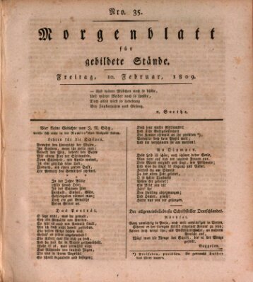 Morgenblatt für gebildete Stände Freitag 10. Februar 1809