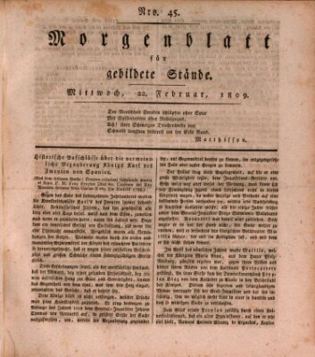 Morgenblatt für gebildete Stände Mittwoch 22. Februar 1809