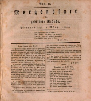 Morgenblatt für gebildete Stände Donnerstag 2. März 1809